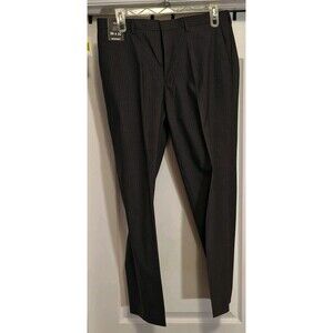 Men Grey stripe pants ZAC MURANO 36x32 CLASSIC FIT FLAT FRONT NEW